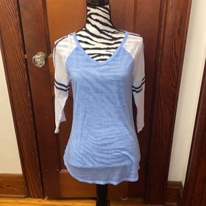 SO blue and white raglan T shirt size medium